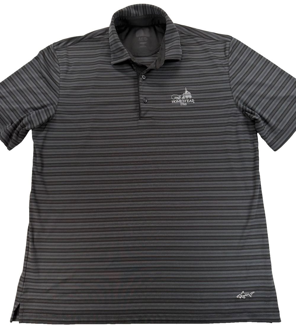 Greg Norman "The Homestead" Grey Striped Short Sleeve Polo Shirt (Size L)